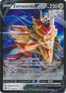 Holo Zamazenta V 105/172 Ultra Rare Brilliant Stars Pokemon TCG - Picture 1 of 1