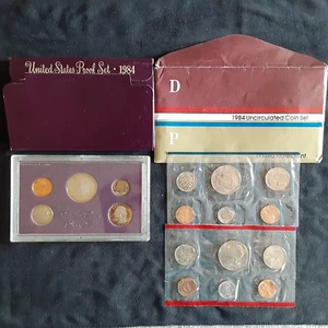 1984 U.S Mint Proof Set AND 1984 Uncirculated U.S Mint Coin set! NICE PAIR!!! - Picture 1 of 1