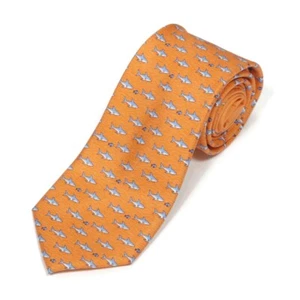 TOMMY HILFIGER Shark Fish King of the Ocean Sea Orange Men's Silk Neck Tie - Picture 1 of 4