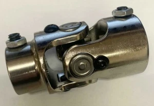Chrome 1" DD x 3/4"-30 Spline Steering Shaft U Joint street rod GM Box coupler - Picture 1 of 1