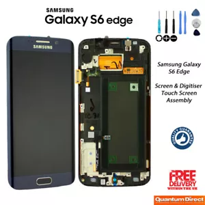 Genuino Samsung Galaxy S6 edge SM-G925F Súper Amoled Montaje de Pantalla Azul - Picture 1 of 3
