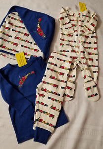 Gymboree Vintage Holiday Traditions Train Blanket 0-3 6-12 Month Pajama Set NWT
