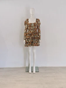 ULLA JOHNSON (0) 'Noor' Ruffle Dress UK 6 8 EU 34 36 Orange Blue Print Frilly - Picture 1 of 24
