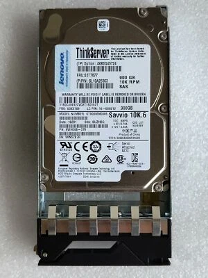 Lenovo 900GB 10K SAS 6Gb/s 2.5" HDD w/Tray 03X3789 TD340 RD430 RD440 RD630 RD640 - Image 1 of 4