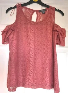 Excellent Condition Primark Rose Pink Cold Shoulder Top Size 10 - Picture 1 of 1