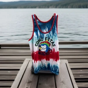 Como Estas Tank Top Tie Dye MEDIUM Isaac Morris Sleeveless Funny Beaches - Picture 1 of 7