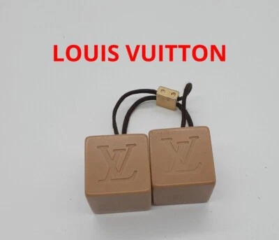 Authentic Louis Vuitton Hair Ties and Hair Cubes, Set of 2, Beige, LV Logo - Image 1 of 4
