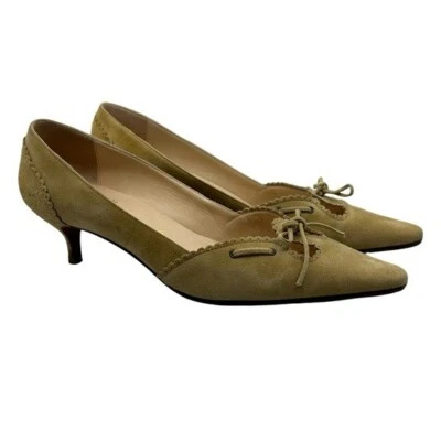 Christian Louboutin Mujer Talla 40 Tostado Gamuza Arco Gatito Tacón Zapatos Zapatos Cuero Foto 1 de 4