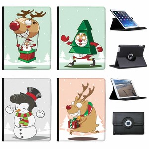 Santa Reindeer Christmas Fun & Frolics Folio Cover Leather Case For Apple iPad