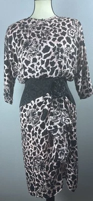 Vestido vintage Lauren Alexandra tamanho 8 anos 80 preto 100% seda semente miçangas círculo franja - Imagem 1 de 4