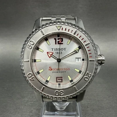 Reloj de buceo Tissot Seastar 660 para hombre 41 mm esfera plateada acero fecha A460/560 nuevo batt Foto 1 de 4