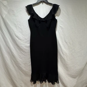 Jones Wear schwarzes Damenkleid mit Schlupfstil Rüschenausschnitt & Saum Größe 8 formell - Bild 1 von 22