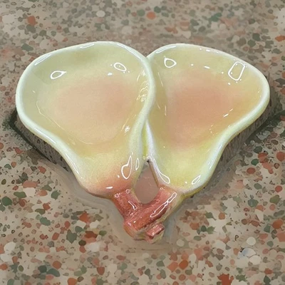 "Reposacuchara doble pera cerámica vintage VF 70 acabado agrietado 5,5"" X 6,5""" Foto 1 de 4