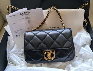 CHANEL Black Mini Flap Bag adjustable strap Gold Hardware BNIB receipt bag & Box - Picture 1 of 24