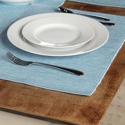 Mainstays Ribbed Chambray Table Placemat, 13 in x 18 in, Set of 9, Blue - Image 1 of 4