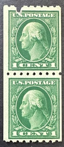 US 1912 Scott # 410 Coil Pair MH OG perf. 8.5 Washington - Picture 1 of 2
