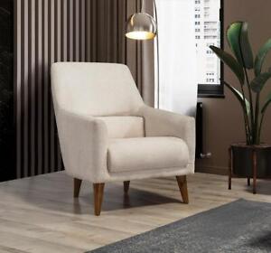 Design Wohnzimmer Sessel Luxus Couch Neu Polster Braun Modern Holz Textil  Neu