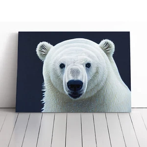 Engaging Polar Bear Canvas Wall Art Print Framed Picture Home Decor Living Room - Picture 1 of 5
