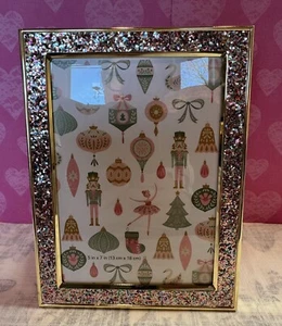 Isaac Jacobs 5x7 Pink Multicolor Glitter Gold Metal Picture Frame Valentine NEW - Picture 1 of 4