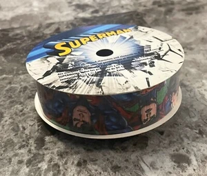 NEW SIMPLICITY SUPERMAN DC COMICS BLACK BLUE 1 INCH 3 YARD GROSGRAIN RIBBON - Picture 1 of 5