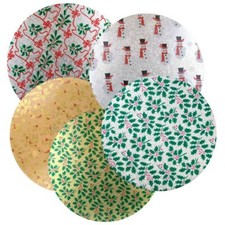Carta Tavola Torta di Natale CULPIT 6'' - 10'' Agrifoglio Oro Argento Pupazzo di Neve Quadrato Rotondo