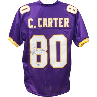 Jersey púrpura Beckett 44677 estilo profesional autografiado/firmado de Cris Carter Foto 1 de 4