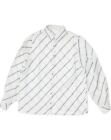 Vintage Womens Shirt Blouse It 48 Xl White Striped Polyester Ei03