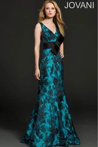 Jovani black/teal evening MOB  gown style 99316 size 8 - Picture 1 of 6