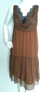 Designer VANESSA BRUNO silk dress size 10 --USED ONCE--lace detail 100%Silk - Picture 1 of 8