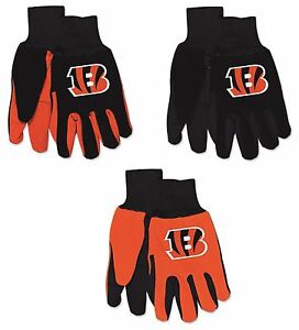 NFL No Slip Gripper Cincinnati Bengals Utility Work Gardening Gloves w/ 3D Logo