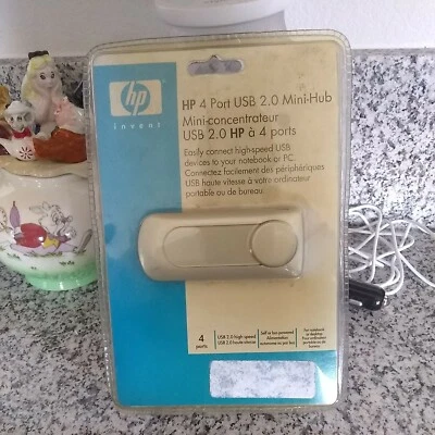 #242 HP 4 Port USB Cable Connect 2.0 High Speed Mini Hub for Notebook PC Desktop - Image 1 of 2