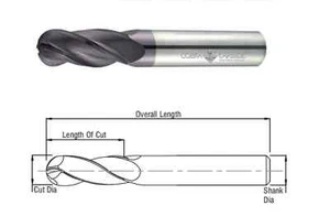 Cobra Carbide 23174 1/8" Carbide End Mill Ball Nose 4 FL Long Length Uncoated - Picture 1 of 1