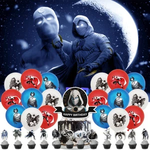 Moon Knight Party Supplies Set Plates Balloons Banner Cake Topper Birthday Gift - Picture 1 of 7