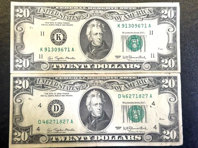 1977 Series $20 Twenty Dollar Bills Lot Of 2 - Image 1 of 2