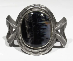 GRAN Brazalete Antiguo Peón Años 30 Navajo 115g Arena Fundida 925 Plata Petrificada Madera 6.5" - Imagen 1 de 8