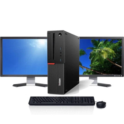 Lenovo Desktop Computer PC i5 up to 32GB RAM 2TB SSD 24" LCDs Windows 11 WIFI - Image 1 of 4