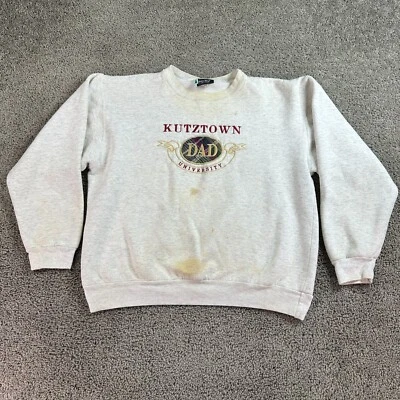 VINTAGE Kutztown Golden Bears Sweatshirt Mens XL Gray DAD Embroidered FLAW - Image 1 of 4