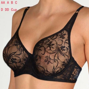 Floral Lace See Through Bra Ladies Bras Underwire Brassiere Sexy Lingerie Undies - Picture 1 of 15