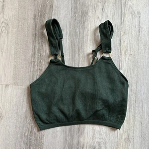 Aerie Women Size XS Green Ribbed Gold Ring Longline Unpadded Bralette Bra Top - Picture 1 of 7