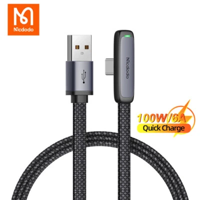 Mcdodo LED 100W 6A 90° Gaming USB Type C Fast Charge Data Cable For Samsung - Image 1 of 4