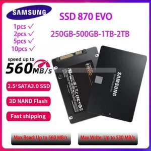 Lot SSD interne Samsung 870 EVO 1 To 2 To 250/500 Go 2,5" SATA 3 6 Go/s pour ordinateur portable - Photo 1/12