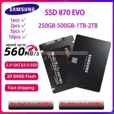 Samsung 870 EVO 1TB 2TB 250/500GB Internal SSD 2.5'' SATA 3 6Gb/s for Laptop lot - Image 1 of 4
