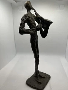 Bronze art statue sculpture . Brutalist Style . Saxophone - Picture 1 of 4