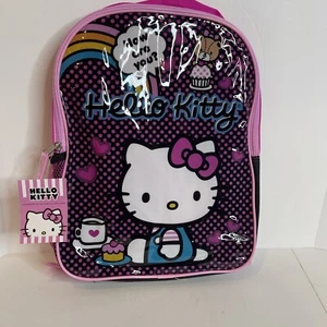 Sanrio Hello Kitty großer 16" Schulrucksack Herzen Canvas rosa Mädchen Büchertasche  - Bild 1 von 5