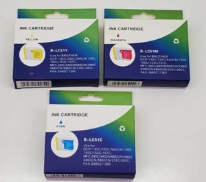 Lotto 3 cartucce inchiostro FRATELLO B-LC51C ciano B-LC51M magenta B-LC51Y giallo scadute - Foto 1 di 7