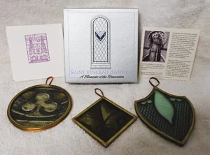 ORIGINAL Leaded Stained Glass Church Ornaments Extremely Rare Lot of 3 - Picture 1 of 8
