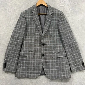HUGO BOSS James4 Blazer Mens 38R Linen Plaid Sport Coat Suit Preppy - Picture 1 of 17