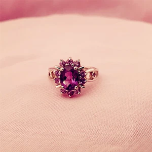  Anillos de plata de ley 100 % reales genuinos. Amatista. Talla 7, morado.  R43 - Imagen 1 de 5