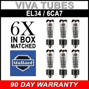 Brand New Current Matched Sextet (6) Reissue Mullard EL34 6CA7 Vacuum Tubes - Picture 1 of 1