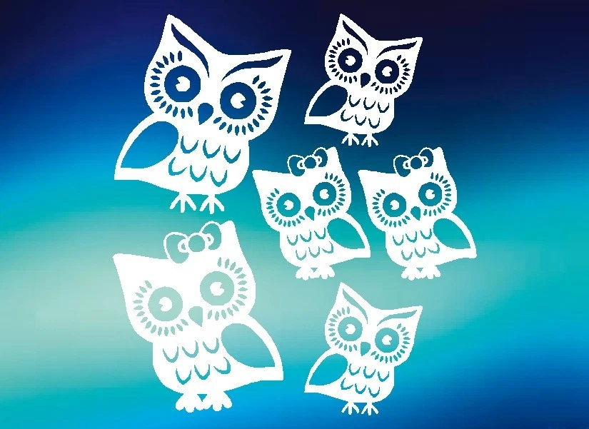 Familia Búho Vinilo Pegatinas Calcomanías Coche Camión SUV Laptop Arco Pared Hogar Hoot Wise Foto 1 de 1
